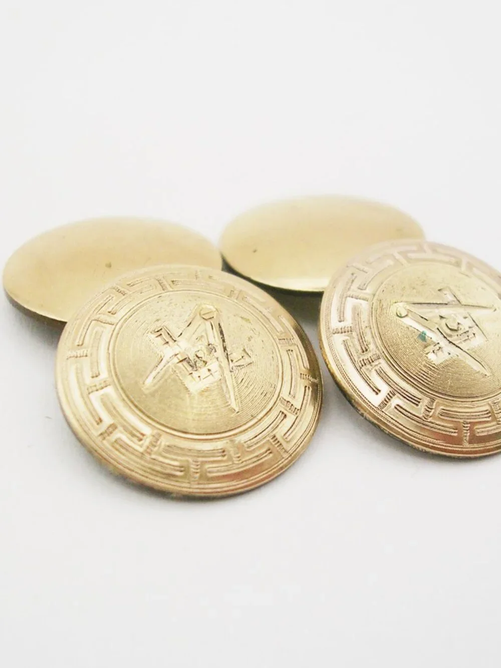 Antique Freemason Cuff Links double sided gold filled Square & Compass